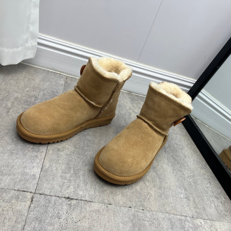 品牌撤柜2025冬季新款断码处理真皮女鞋牛反绒短筒显瘦纽扣雪地靴,女鞋,时尚雪地靴,淘宝优惠券,粉丝福利购,淘宝优惠卷