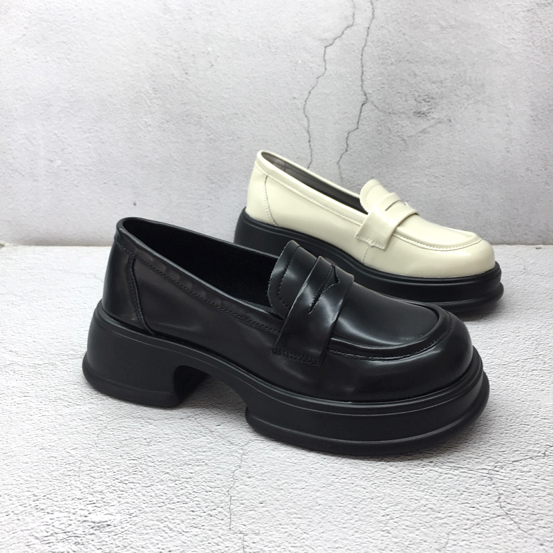 羊皮中跟舒适英伦风乐福鞋