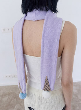 knits market 14Ac 冰激凌围巾毛织围巾细条双面针织围巾S9