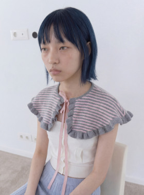 knits market 11Ac 条纹毛针织荷叶边假领针织假领 S9