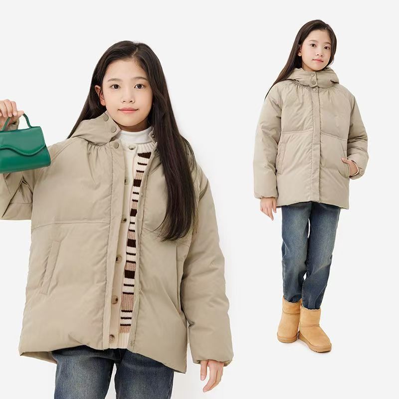 纯一良品冬装女童轻薄羽绒服连帽