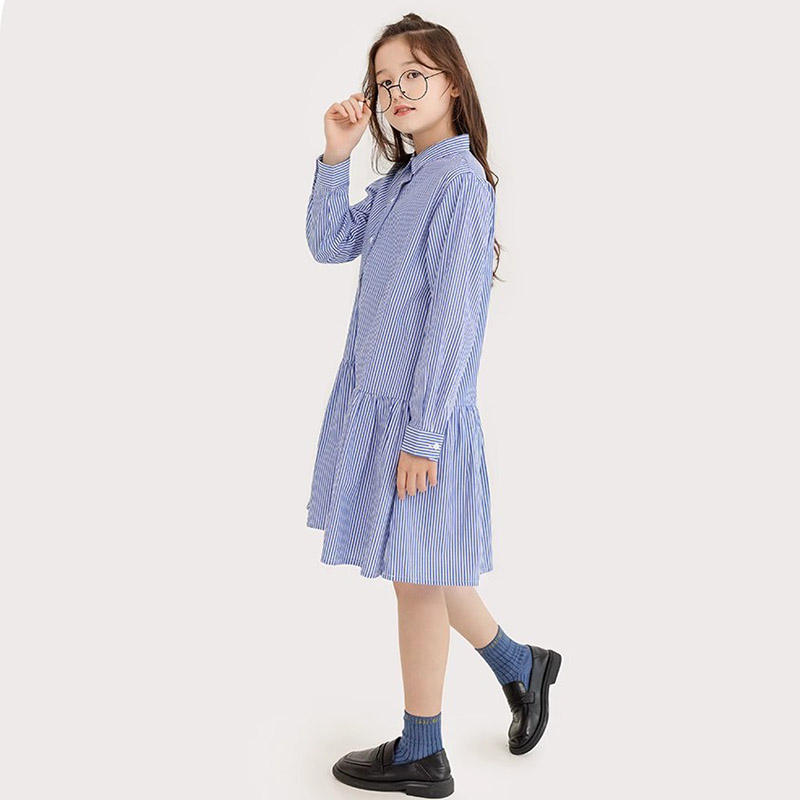 纯一良品女童长袖连衣裙衬衫裙子