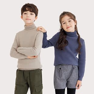 断码清仓 纯一良品男女童高领毛衣 加绒加厚 仿水貂绒打底针织衫