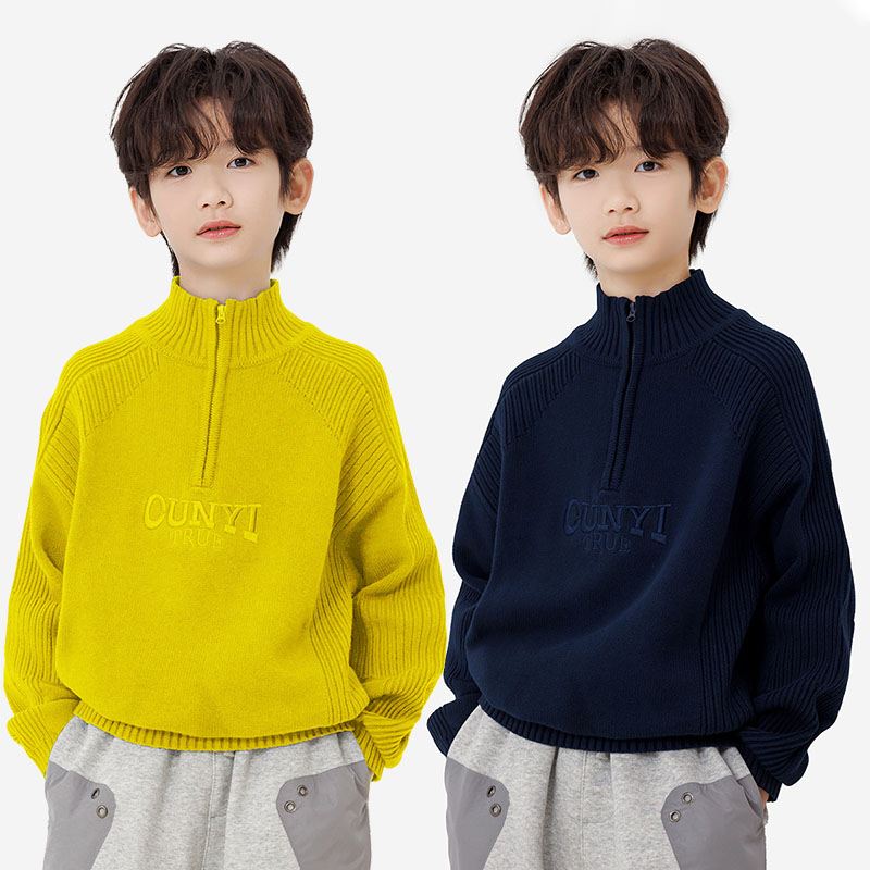 纯一良品男童半高领毛衣针织衫