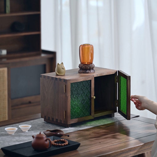 浮霞木坊黑胡桃木收纳柜