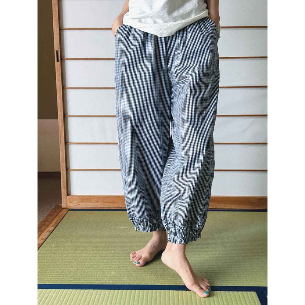 【MGDM】复古慵懒藏青格子休闲裤