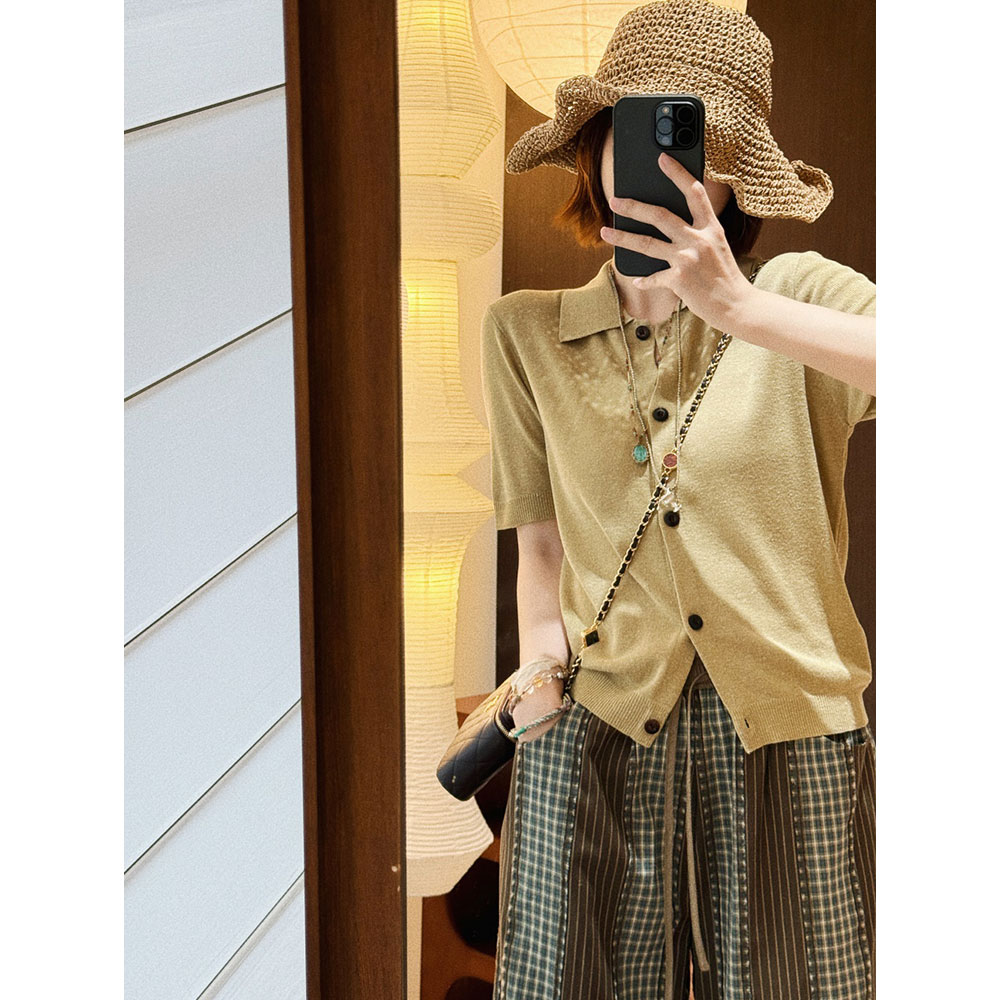 MGDM亲肤气质花纱针织短袖t恤