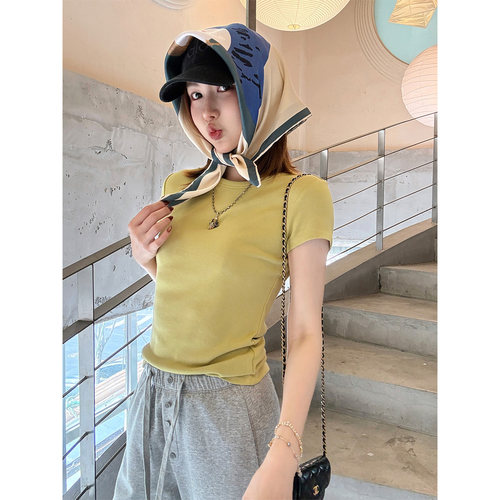 【唐悠悠】定制高品料！舒柔棉感针织圆领短袖T恤女春夏多色上衣