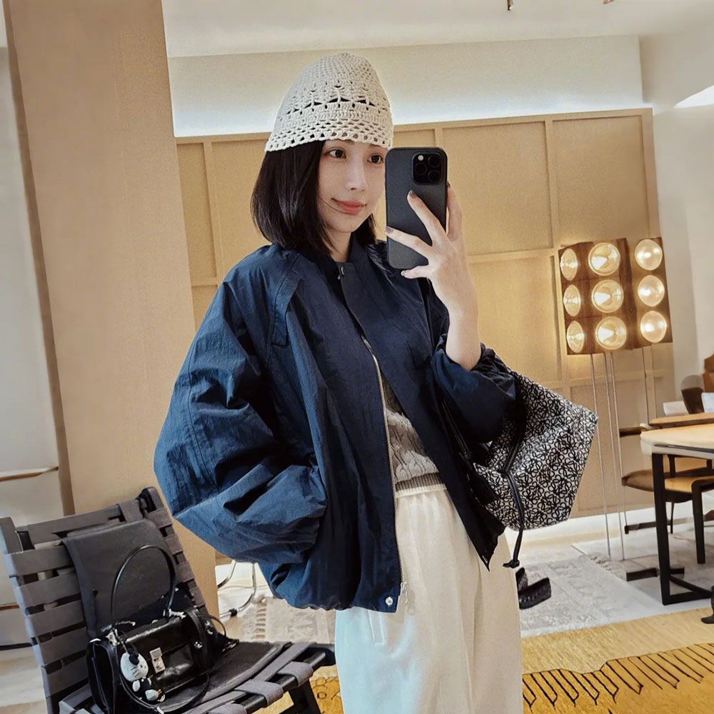 【MGDM】回馈!复古插肩袖花苞下摆休闲飞行夹克女2025春HF80169