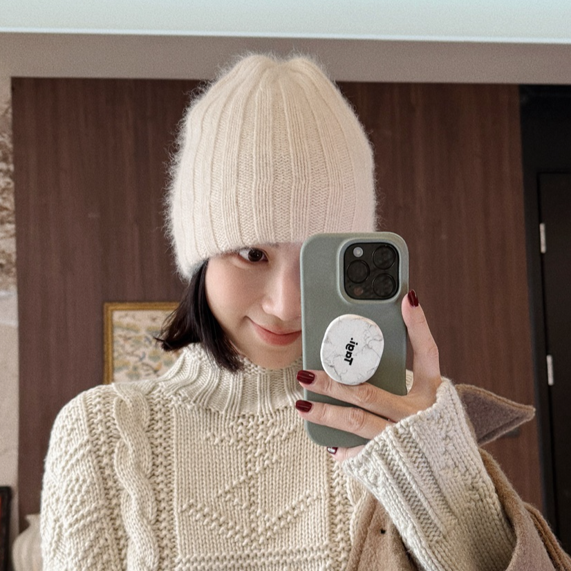 狐狸毛绞花针织毛线帽女2025冷帽