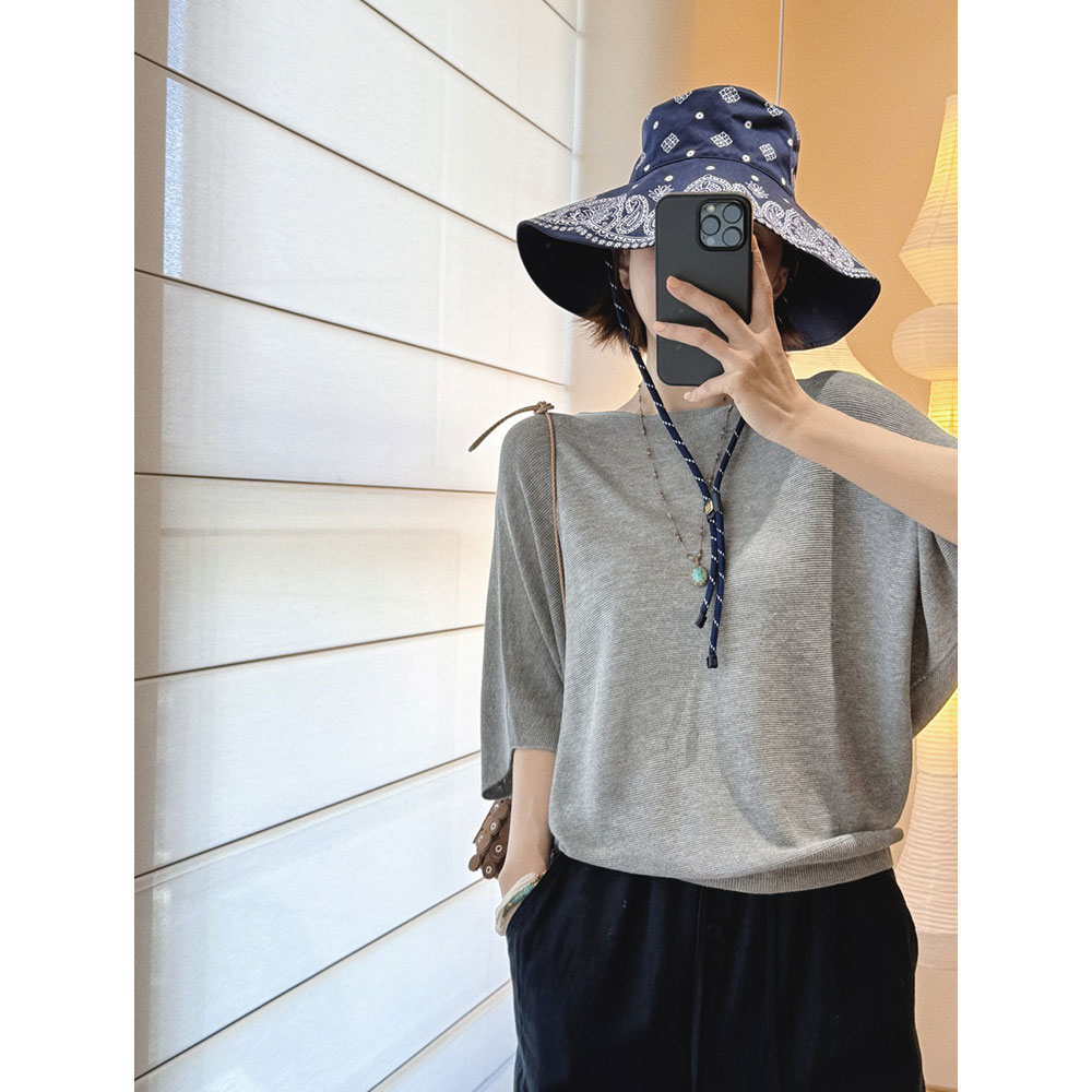 MGDM纹理圆领正反针天丝T恤