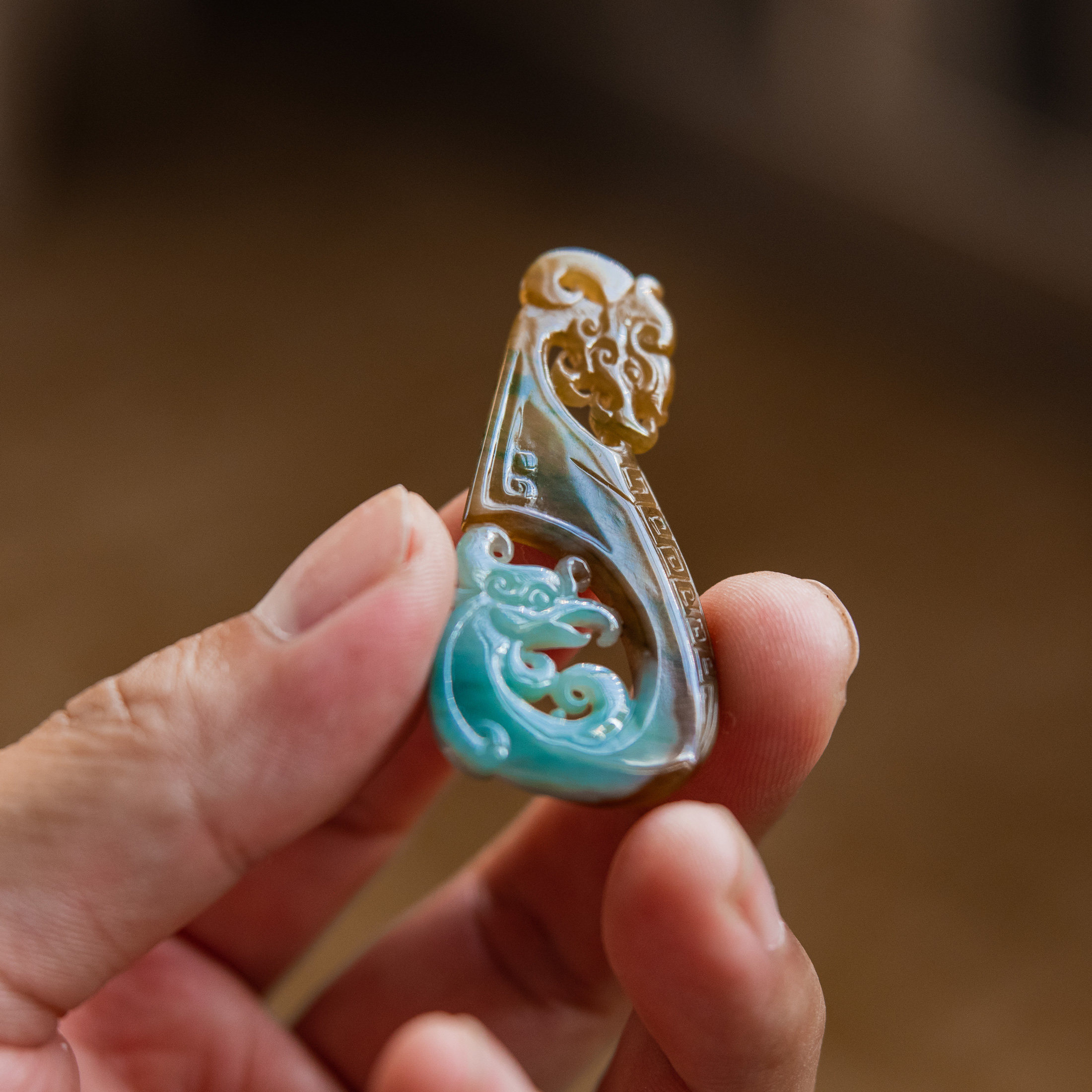 天然翡翠 a货 吊坠 挂件 俏雕仿古龙牌 冰种xdd4381