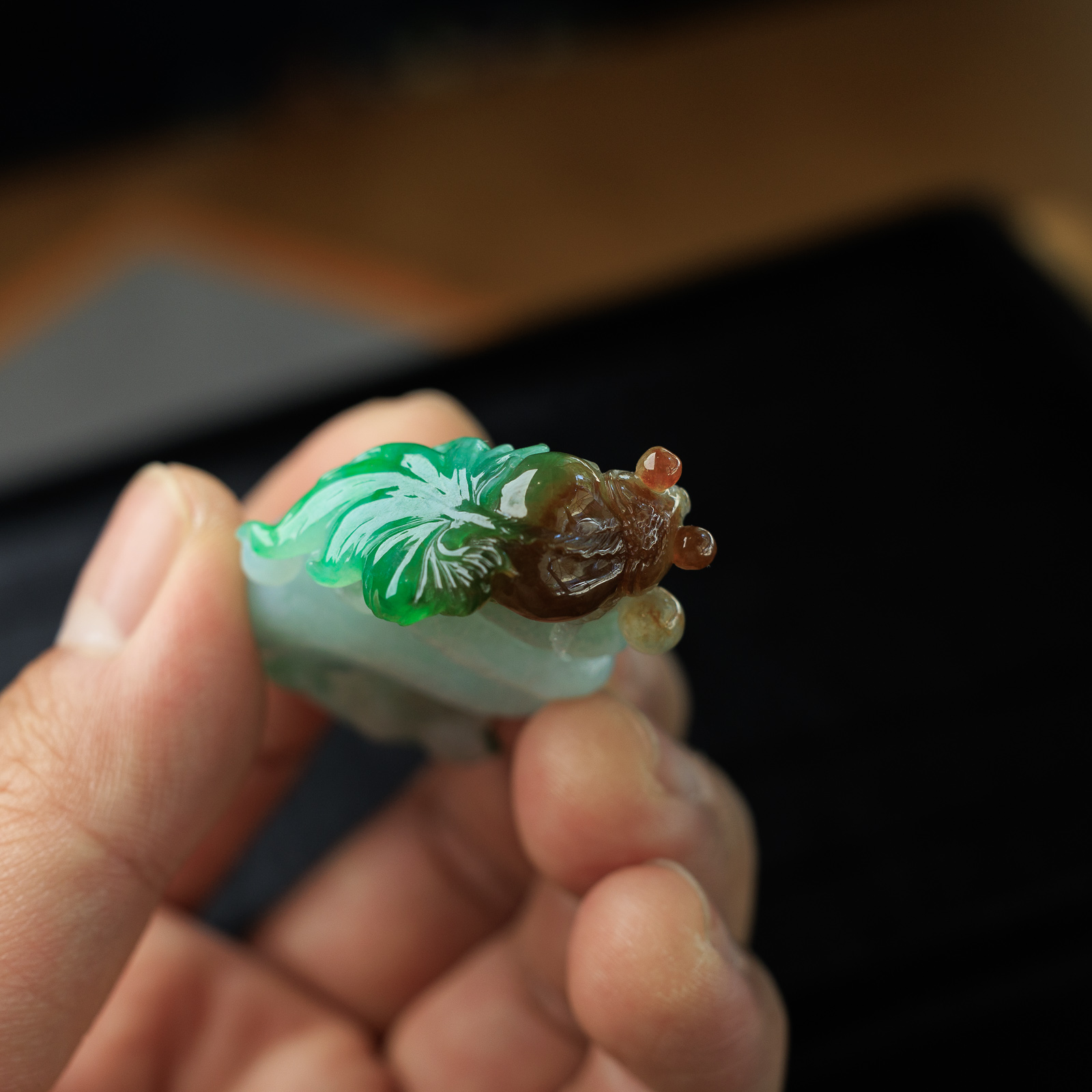 天然翡翠 A货 吊坠 挂件 俏雕三彩金鱼 冰糯种