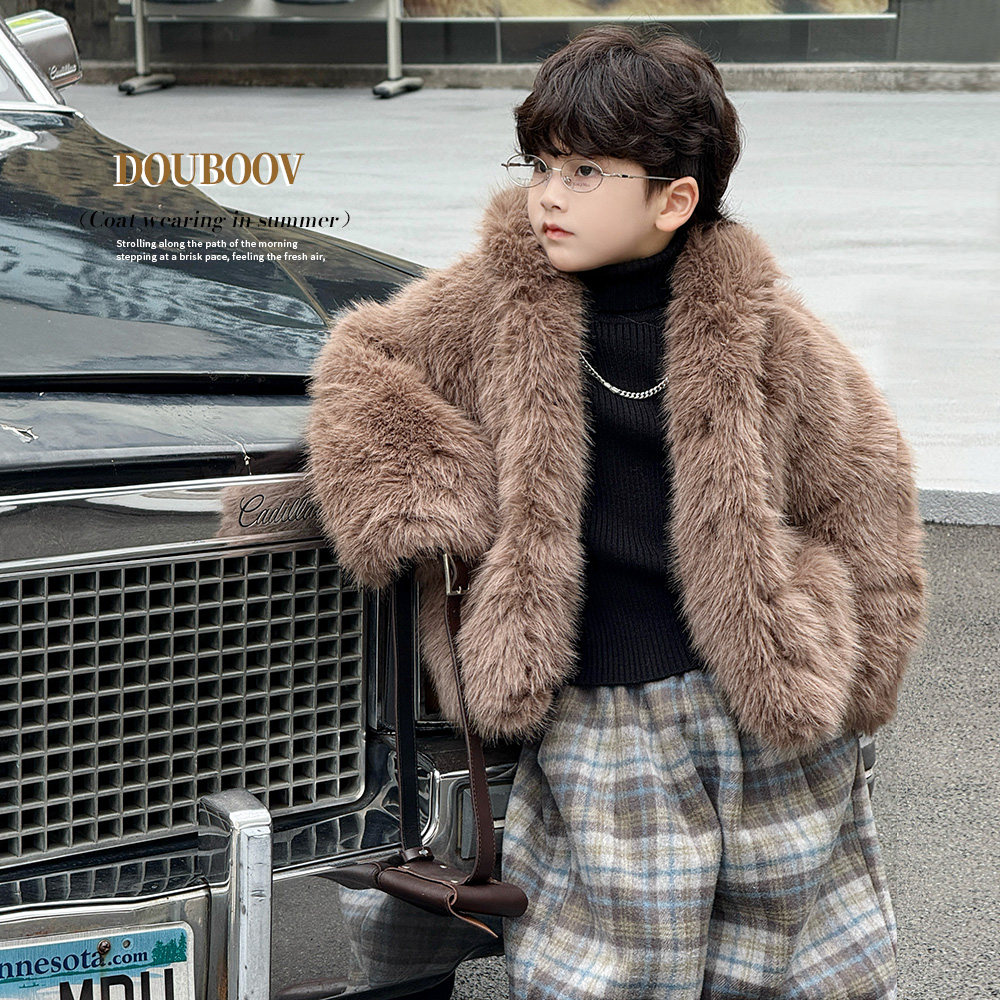 儿童环保仿皮草外套2025冬季新款男童短款毛毛大衣加厚保暖洋气,童装/婴儿装/亲子装,皮草/仿皮草,淘宝优惠券,粉丝福利购,淘宝优惠卷