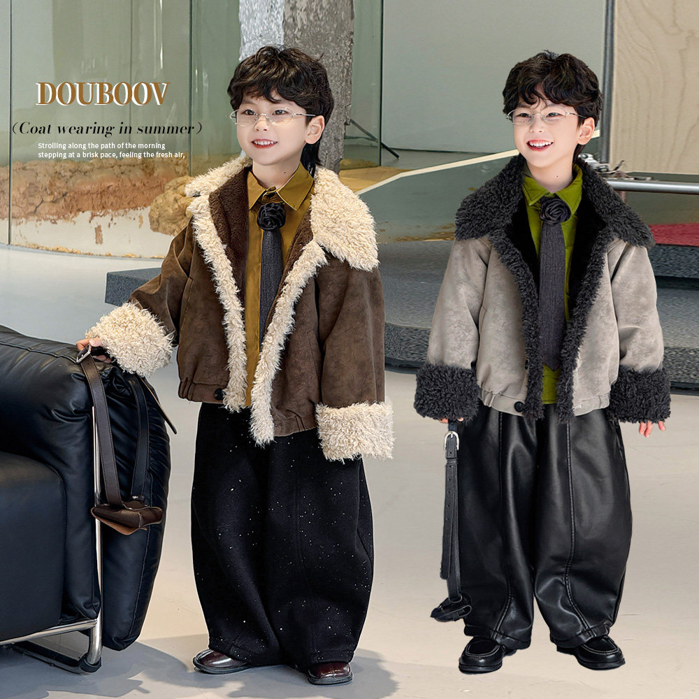 男童麂皮绒外套2025冬季