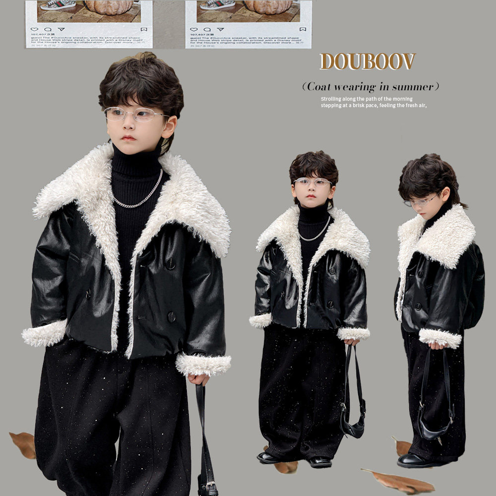 男童羊羔绒外套2025秋冬新款儿童翻领皮衣男孩加绒复古帅气夹克潮,童装/婴儿装/亲子装,夹克/皮衣,淘宝优惠券,粉丝福利购,淘宝优惠卷