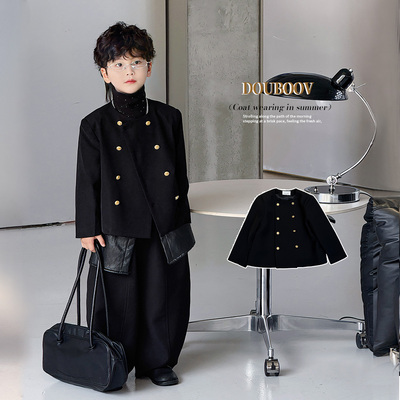 男童小香风双排扣西服外套