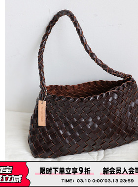 Abbott Vintage【午后花园】头层植鞣牛皮编织包法式腋下单肩女包