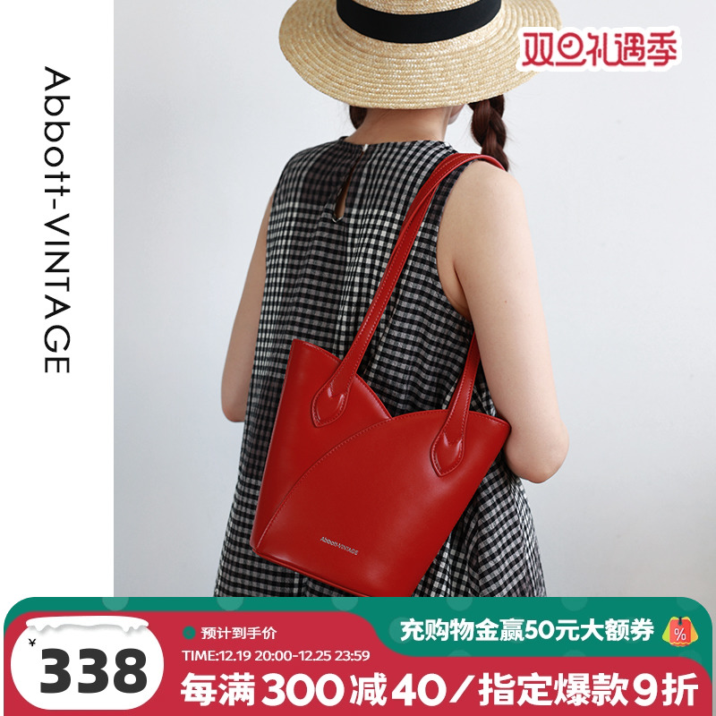 AbbottVINTAGE【大郁金香】复古红小众原创单肩手提女包夏季新款