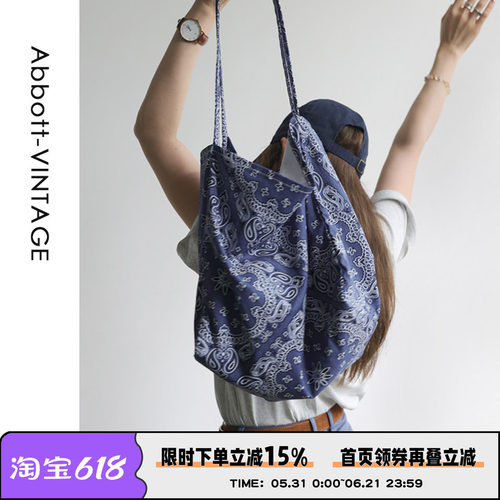 Abbott Vintage【腰果花】帆布民族风印花大布包通勤单肩休闲女