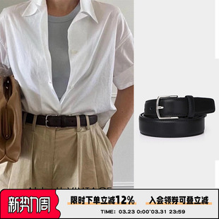 牛皮皮带真皮银扣腰带中性皮带 极简经典 包邮 AbbottVINTAGE