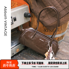 AbbottVINTAGE【保龄球】复古小众头层牛皮休闲大容量单肩手提包