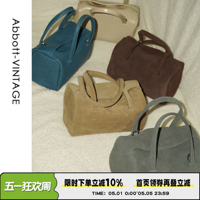 AbbottVINTAGE【笔筒包】复古小众磨砂皮羊皮枕头包单肩斜挎女