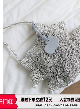 AbbottVINTAGE【裙边包】ins小众手工钩织银丝编织包单肩斜挎女包