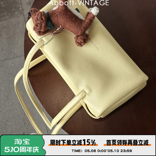 AbbottVINTAGE【大笔筒包】复古小众头层皮牛皮枕头包单肩手提女