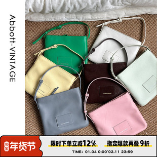 AbbottVINTAGE【小吐司方包】复古头层牛皮单肩斜挎小包轻薄