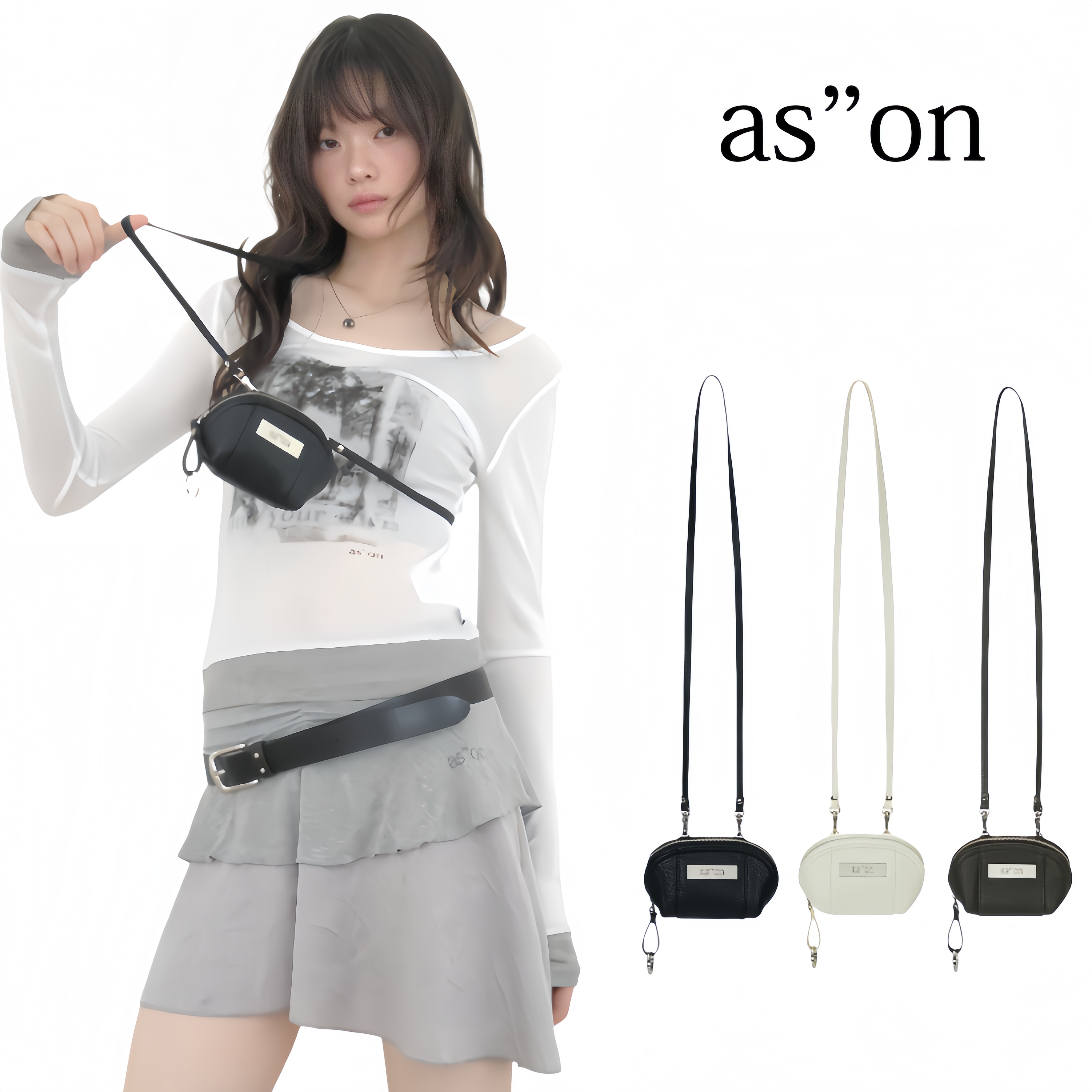 韩国ASON斜挎小方包mini零钱包