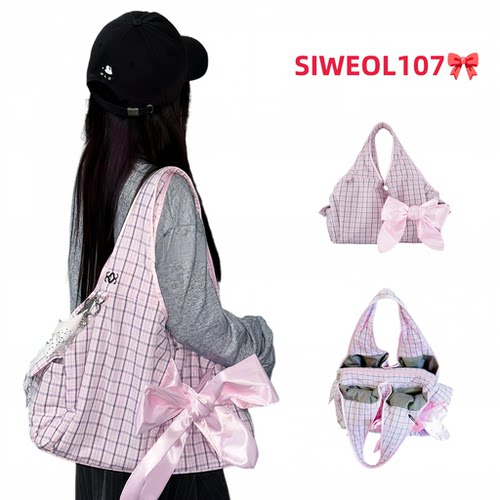 韩国新款SIWEOL107粉色蝴蝶结包