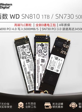 WD西部数据1TB全新m2固态硬盘500GB黑盘SN810高速SN730组装电脑