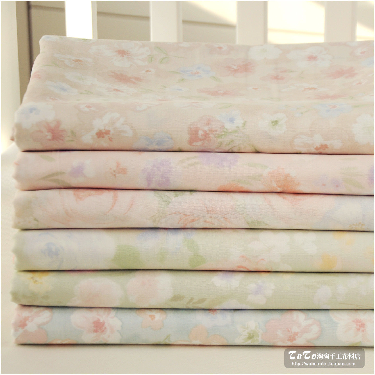 婴儿a类纯棉双层棉纱布料手工床品服装衣服装全棉面料漂亮碎花朵