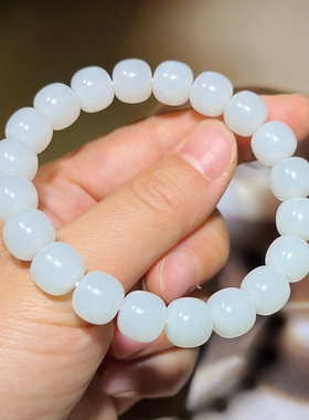 【玉圆满】10mm白润细料 和田玉 羊脂白玉 手串 手链40克