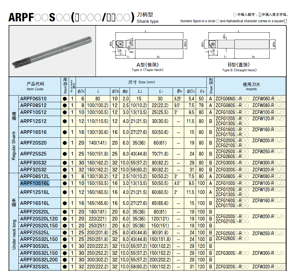 日立刀杆ARPF16S16 ARPF10S16L ARPF12S16L ARPF20S20L120