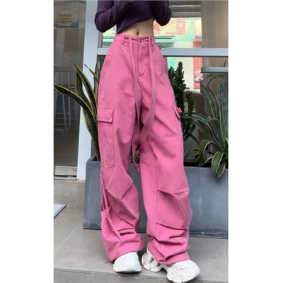 辣妹跳爵士街舞jazz运动裤显瘦直筒裤宽松阔腿裤子工装裤演出服女