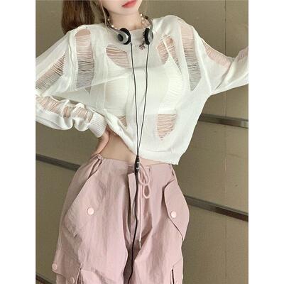 女团风跳爵士舞上衣jazz穿搭kpop短款长袖针织罩衫舞蹈室练功服潮