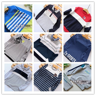 福利 特价 清仓 男童纯棉衬衫领长袖卫衣T恤打底衫速干印花上衣