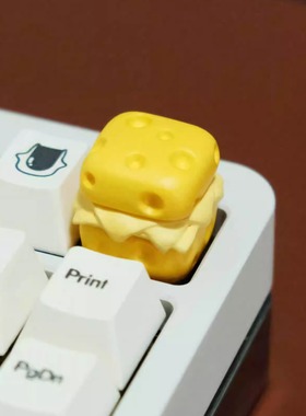 芝士汉堡个性键帽单颗创意键帽机械键盘帽可爱复古磁吸黄色奶酪