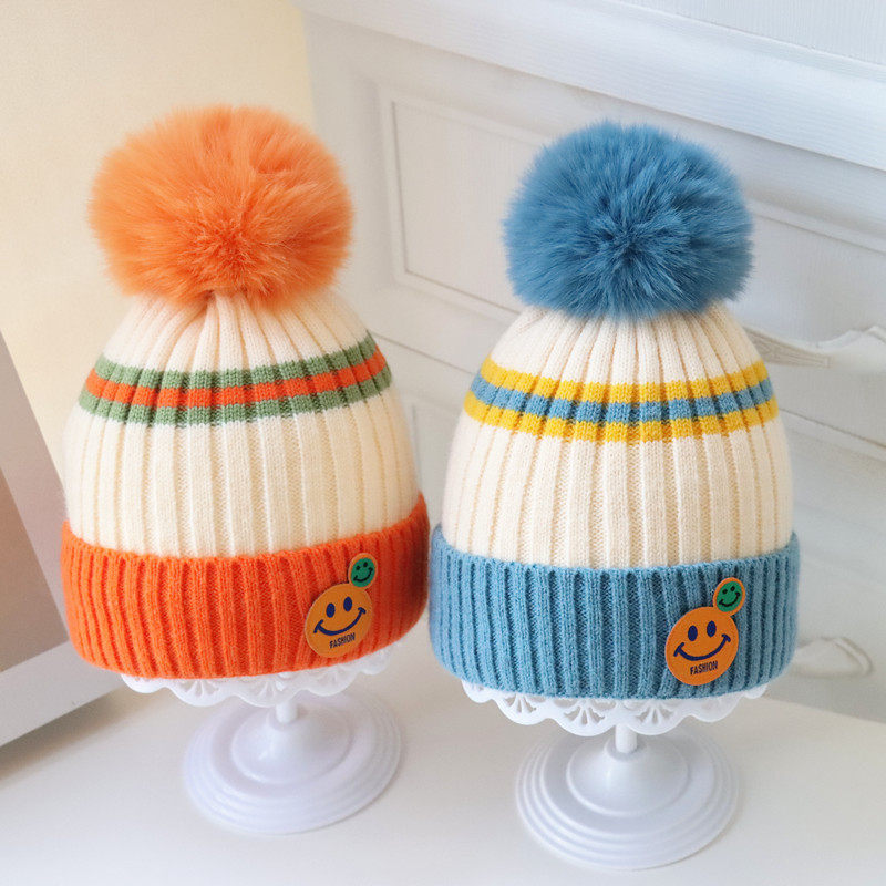 冬季新款洋气宝宝帽子男童女童条纹撞色保暖针织帽子婴儿毛线帽潮,童装/婴儿装/亲子装,帽子,淘宝优惠券,粉丝福利购,淘宝优惠卷