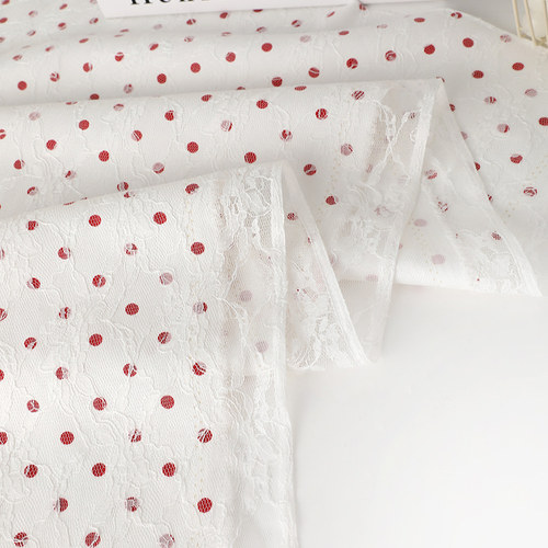 韩风波点印花蕾丝复合布料