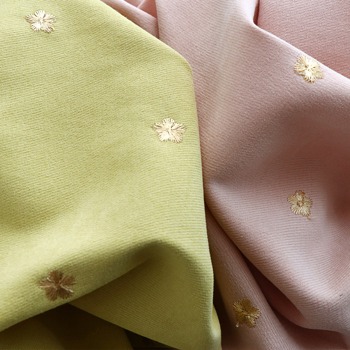 新款多色金线刺绣小金花斜纹布料西装外套旗袍服装面料手工diy布