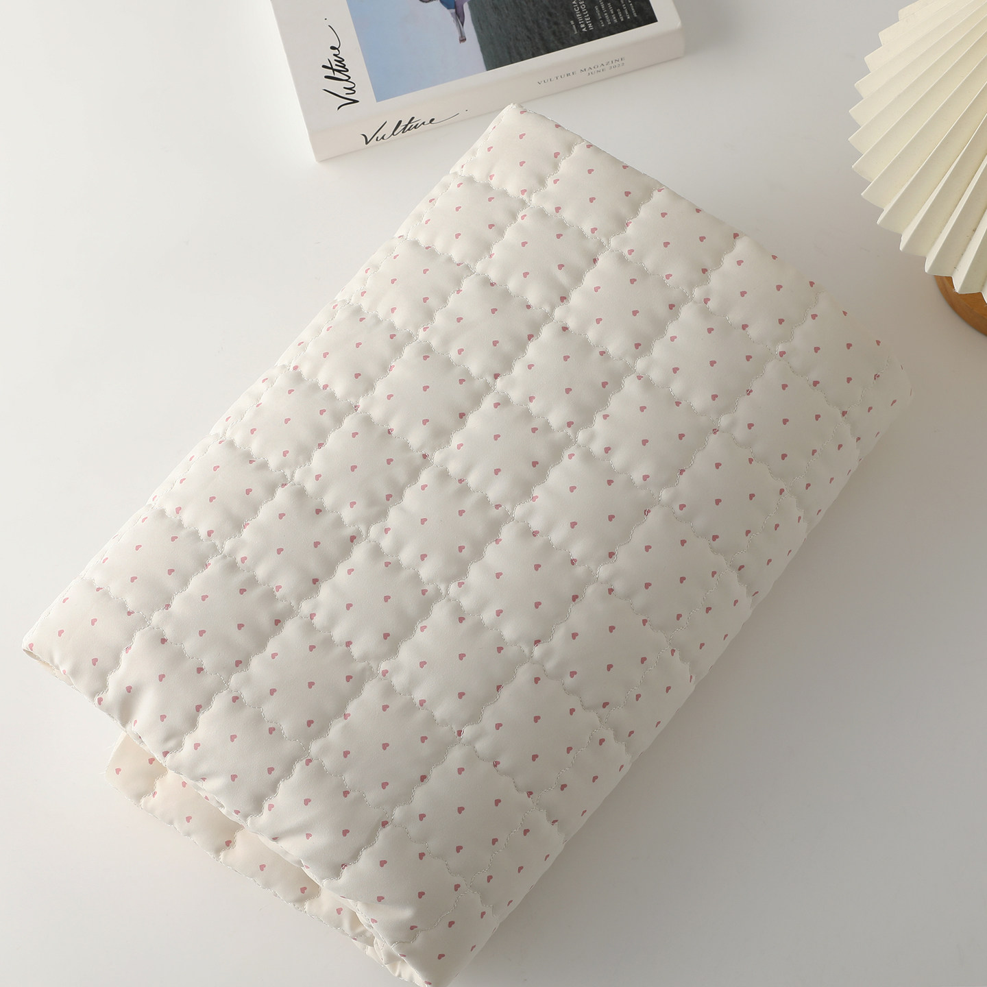 ins爱心印花饼干格秋冬绗棉夹棉布料外套马甲童装包包手工DIY面料