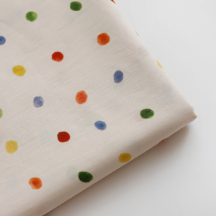 纯棉波点印花布料衬衫连衣裙家居服防蚊裤童装服装面料手工DIY