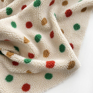 秋冬羊羔毛彩色波点提花面料外套卫衣家居服连衣裙服装布料diy布