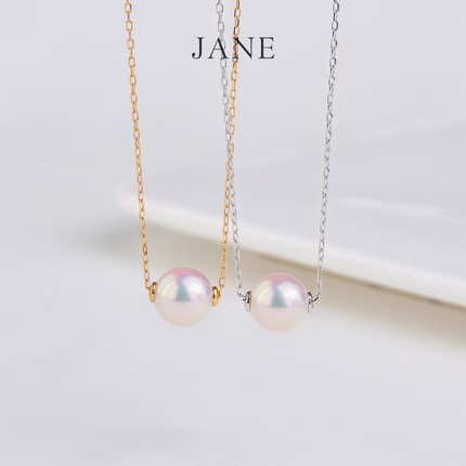 Jane简珠专柜正品路路通项链天然Akoya海水珍珠吊坠女18K金锁骨链