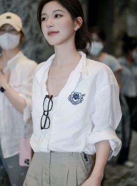 D1201107 韩版25夏新气质百搭小熊刺绣衬衫+高腰休闲短裤4