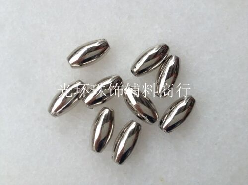 DIY珠饰品 水镀银色/镍色4*8mm/6*12mm米形珠50克 服装辅料