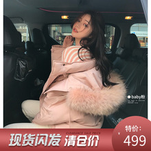 林珊珊2020秋新款女网红工装大衣外套90绒大毛领短款小个子羽绒服